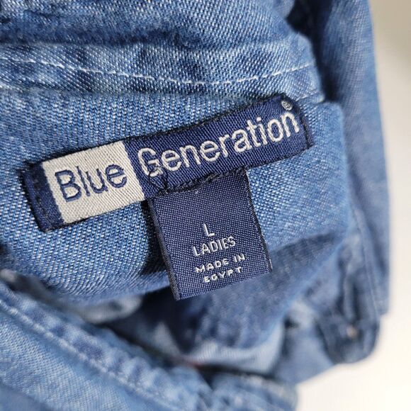 Blue Generation large button front embroidered humming birds flower pocket - Picture 14 of 15